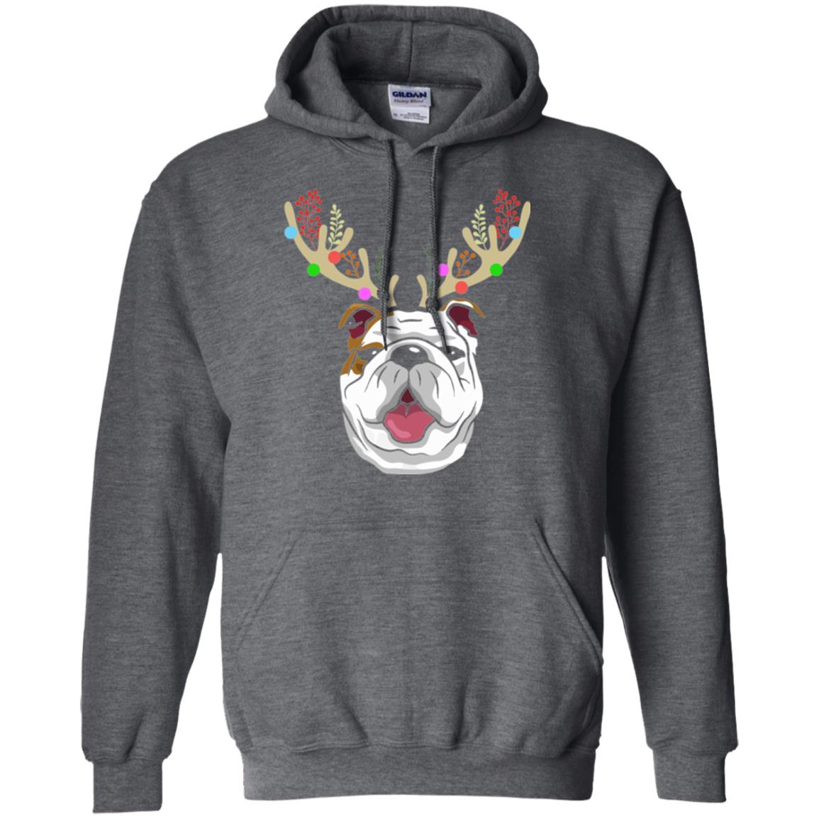 Dog Lovers T-shirt Funny Bulldogs With Antlers Dark Heather