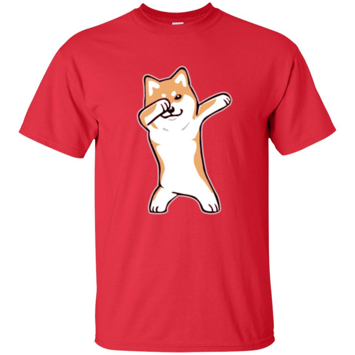 Dog Lover T-shirt Dabbing Shiba Inu Doge Red
