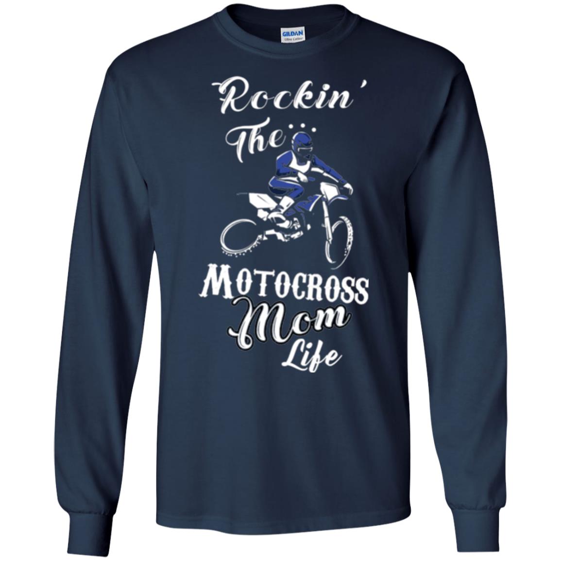 Rocking The Motocross Mom Life Mommy T-shirt Navy