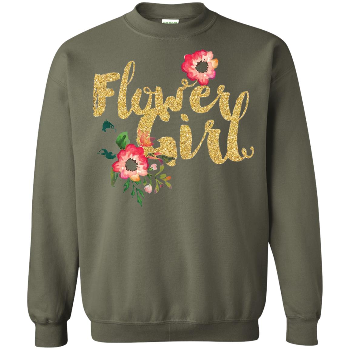 Flower Girl Bridesmaid Wedding Reception T-shirt Military Green