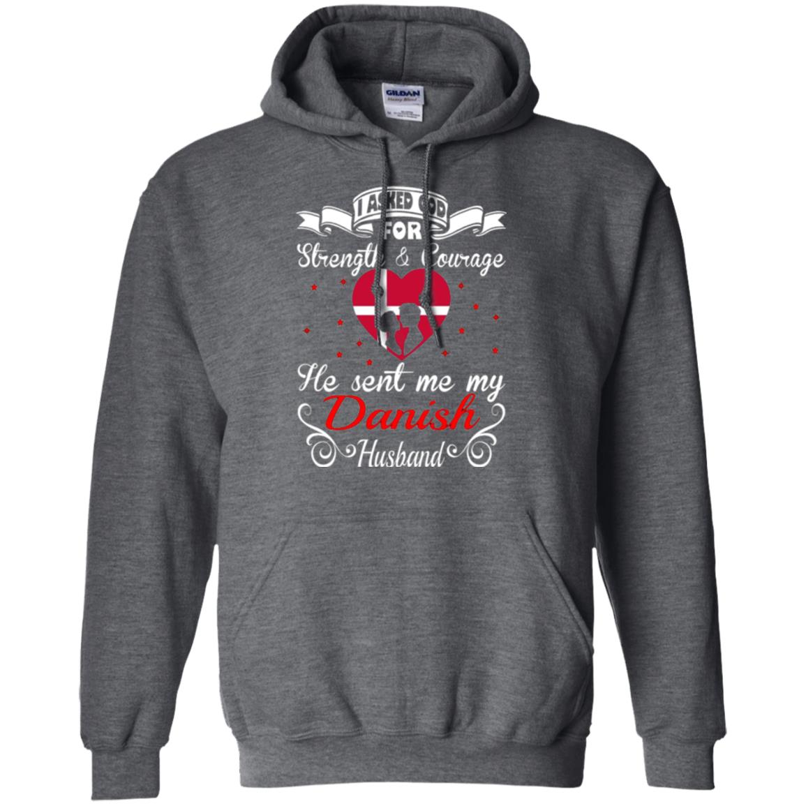 Danish T-shirt I Asked God Strength Courage Dark Heather