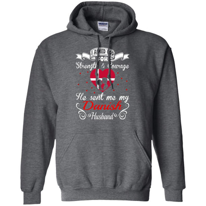 Danish T-shirt I Asked God Strength Courage Dark Heather