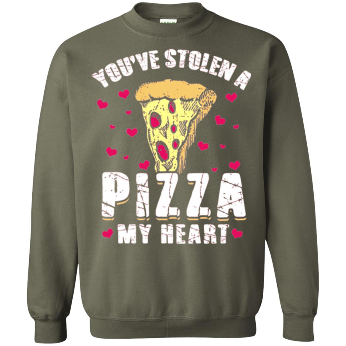 Funny Valentines Day Shirt Food Gift You_ve Stolen Pizza My Heart Military Green