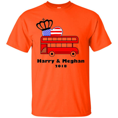 Harry And Meghan 2018 Royal Wedding Bus T-shirt Orange