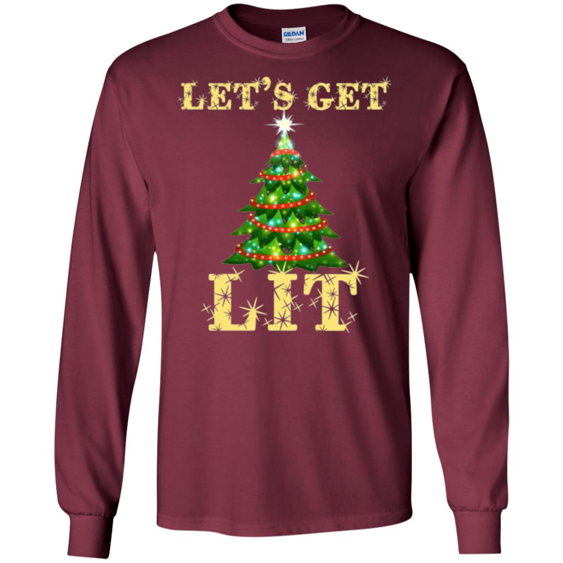 Christmas T-shirt Let_s Get Lit Maroon