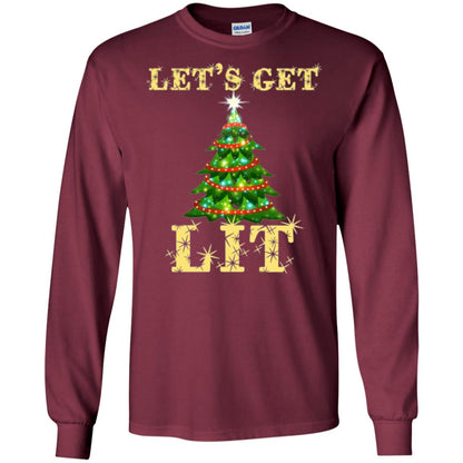 Christmas T-shirt Let_s Get Lit Maroon