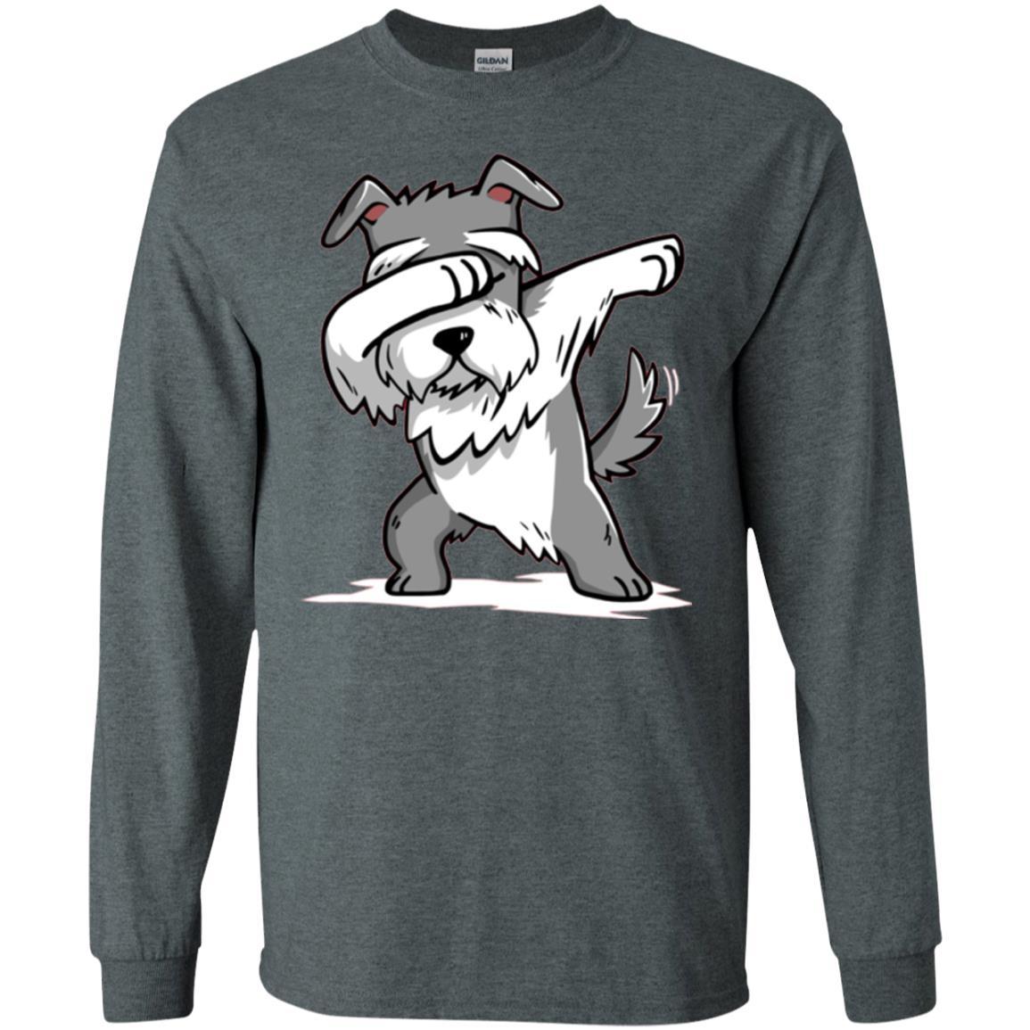 Dog Lover T-shirt Miniature Schnauzer Cute Dabbing Dark Heather