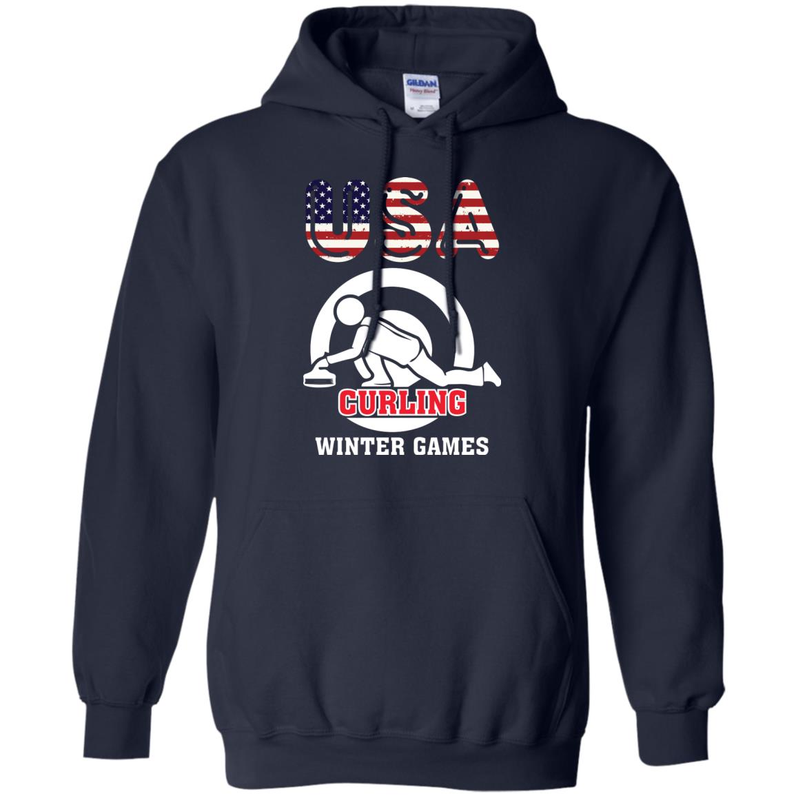 Usa Curling Winter Games Curling Lover T-shirt Navy