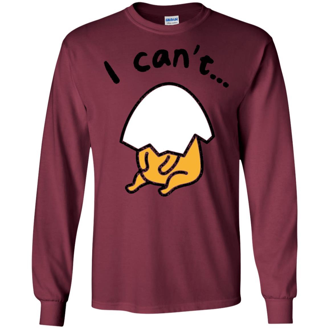 Film T-shirt Gudetama Lazy Egg I Can't Maroon