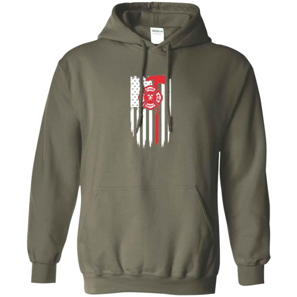 Firefighter T-shirt American Flag Proud Of Us Fireman Military Green