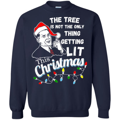Christmas T-shirt The Tree Isn_t The Only Thing Getting Lit This Christmas Navy