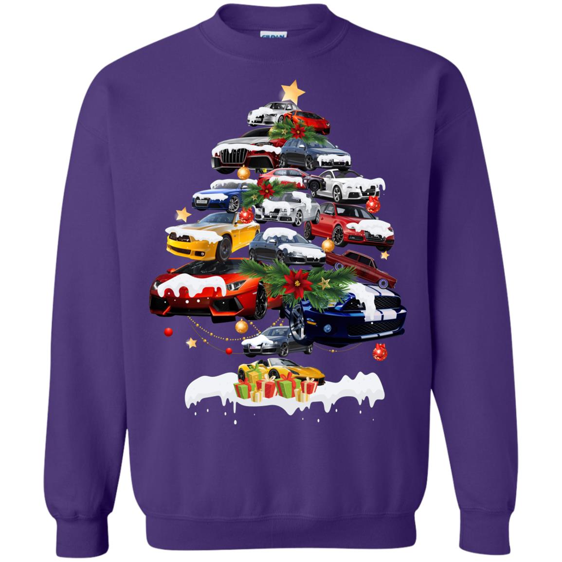 Cars Christmas Tree X-mas Gift Shirt For Mens Or Womens Purple