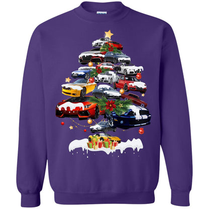 Cars Christmas Tree X-mas Gift Shirt For Mens Or Womens Purple