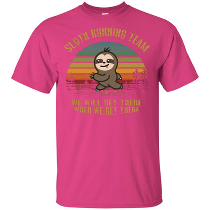 Sloth Running Team We Will Get There When We Get There Shirt Heliconia