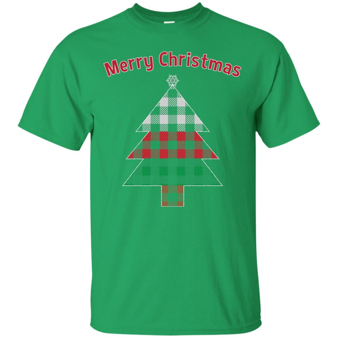 Unique Buffalo Plaid Tree Christmas Matching Pajama T-Shirt Irish Green