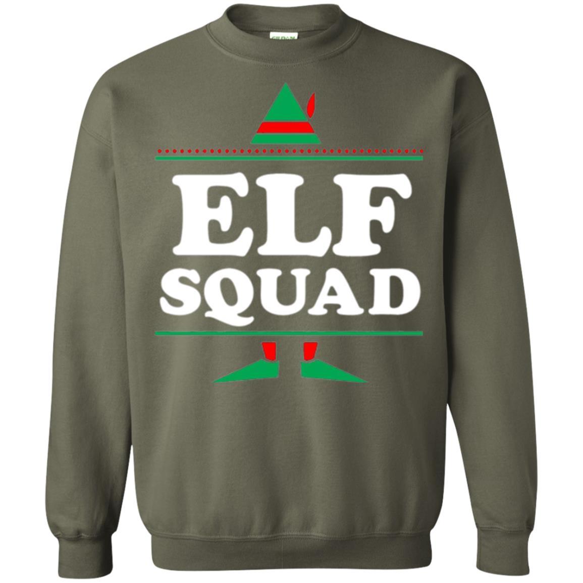 Christmas T-shirt Elf Squad Holiday Family Group Matching Military Green