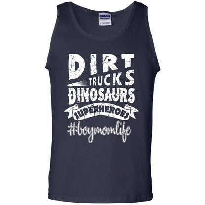 Dirt Trucks Dinosaurs Superheroes #boymomlife Family T-shirt Navy