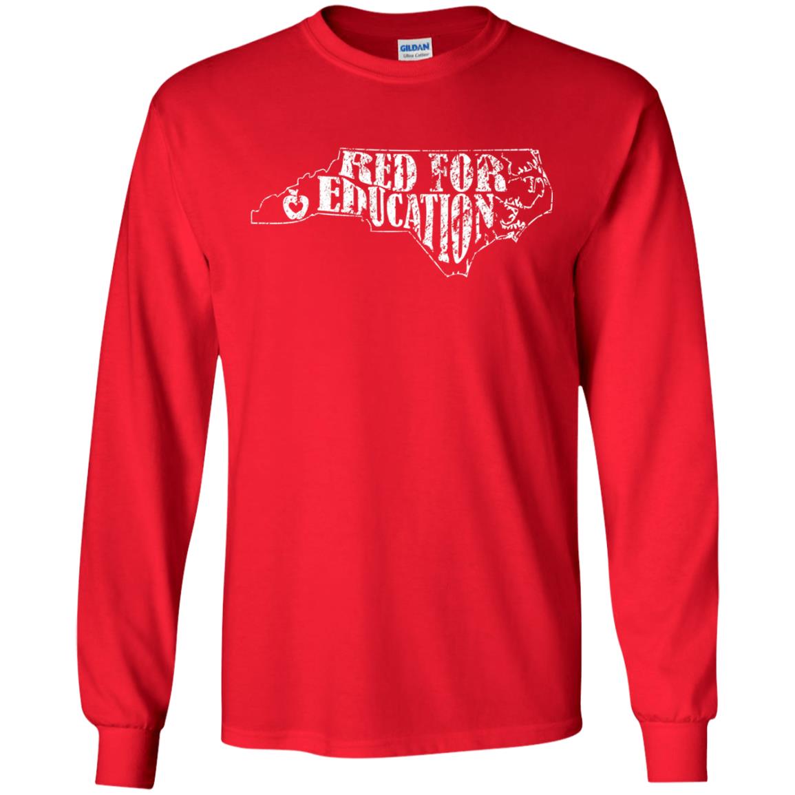 Distressed North Carolina Nc Red For Educator Shirt Red