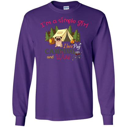 I’m A Simple Girl I Love Pug Camping And Wine Shirt Purple