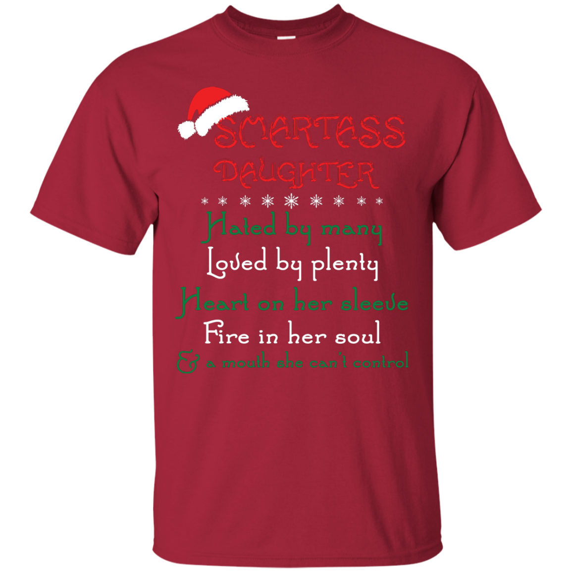 Christmas T-shirt Smartass Daughter Hated By Many Cardinal