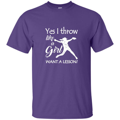 Yes I Throw Like A Girl Softball Gifts Girly Baseball Shirt Purple