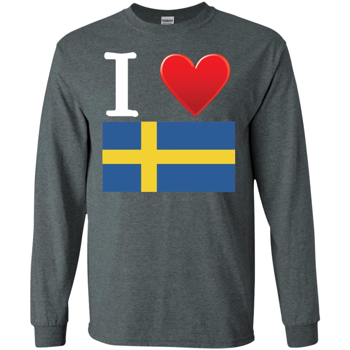 I Heart Love Sweden Flag T-shirt Dark Heather