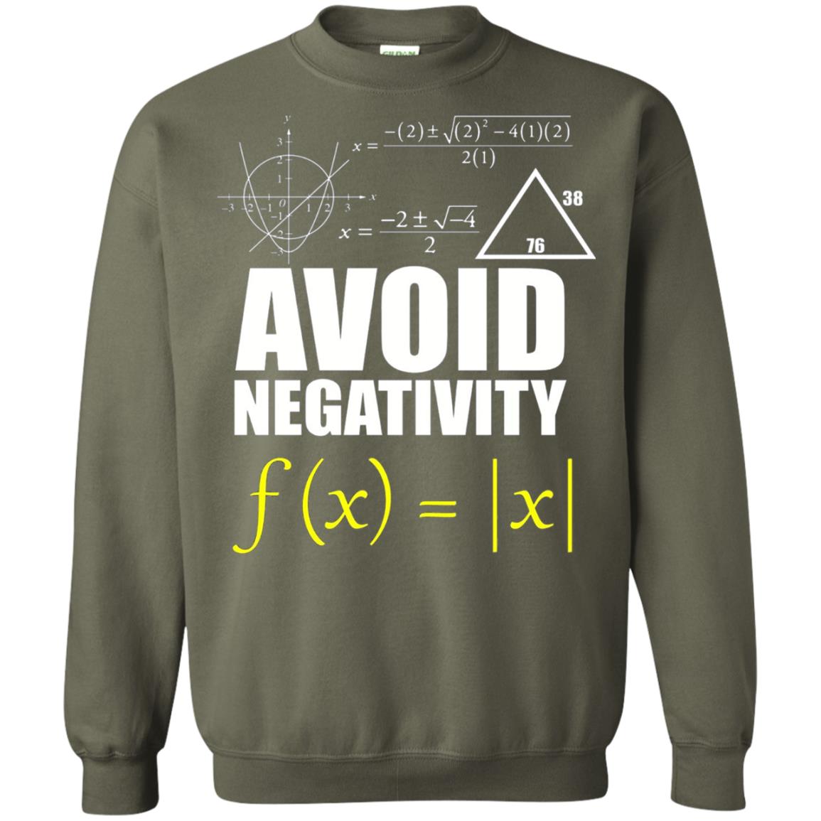 Avoid Negativity Math Teacher T-shirt Military Green