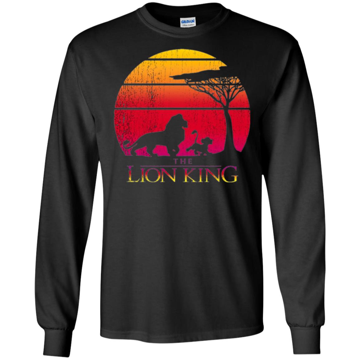 Cartoon T-shirt Lion King Vintage Sunset Black