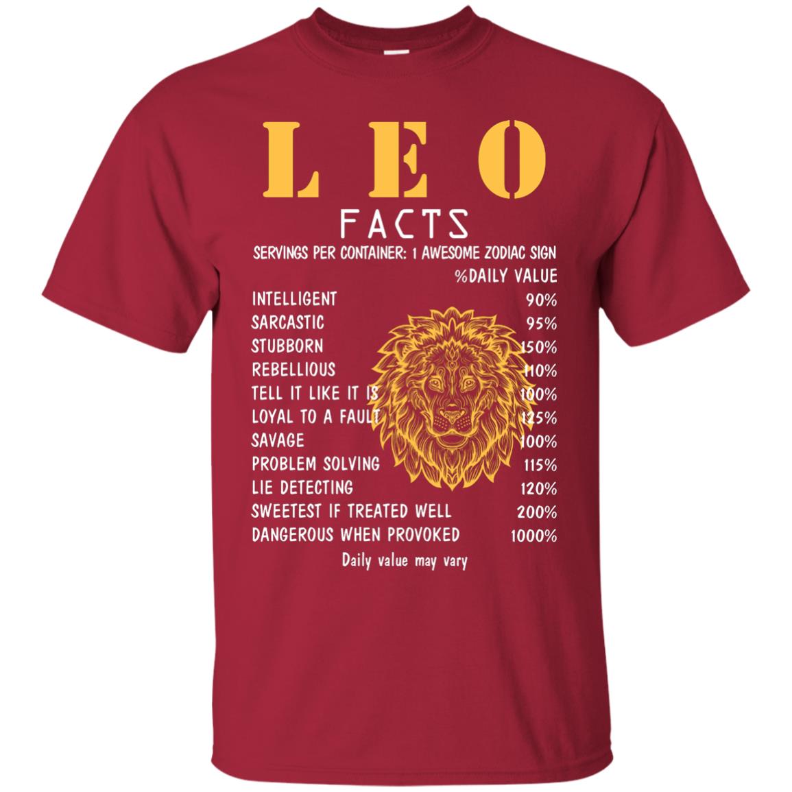 Leo Facts 1 Awesome Zodiac Sign Gift Shirt For Leo Horoscope Cardinal