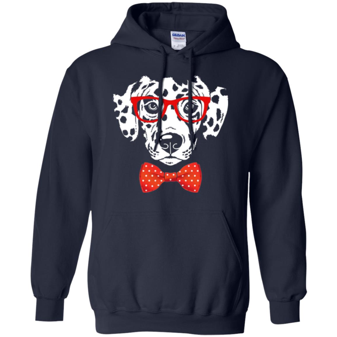 Dog Lover T-shirt Hipster Dog Dalmatian Wearing Glasses Navy