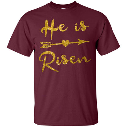 He Is Risen Christian T-shirt Maroon