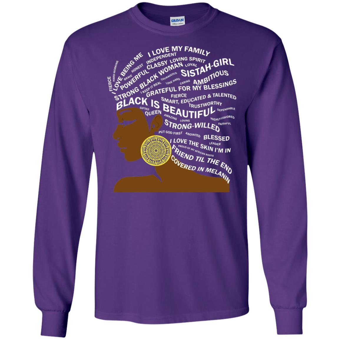 Black Is Beautiful Black History Month Word Art T-shirt Purple