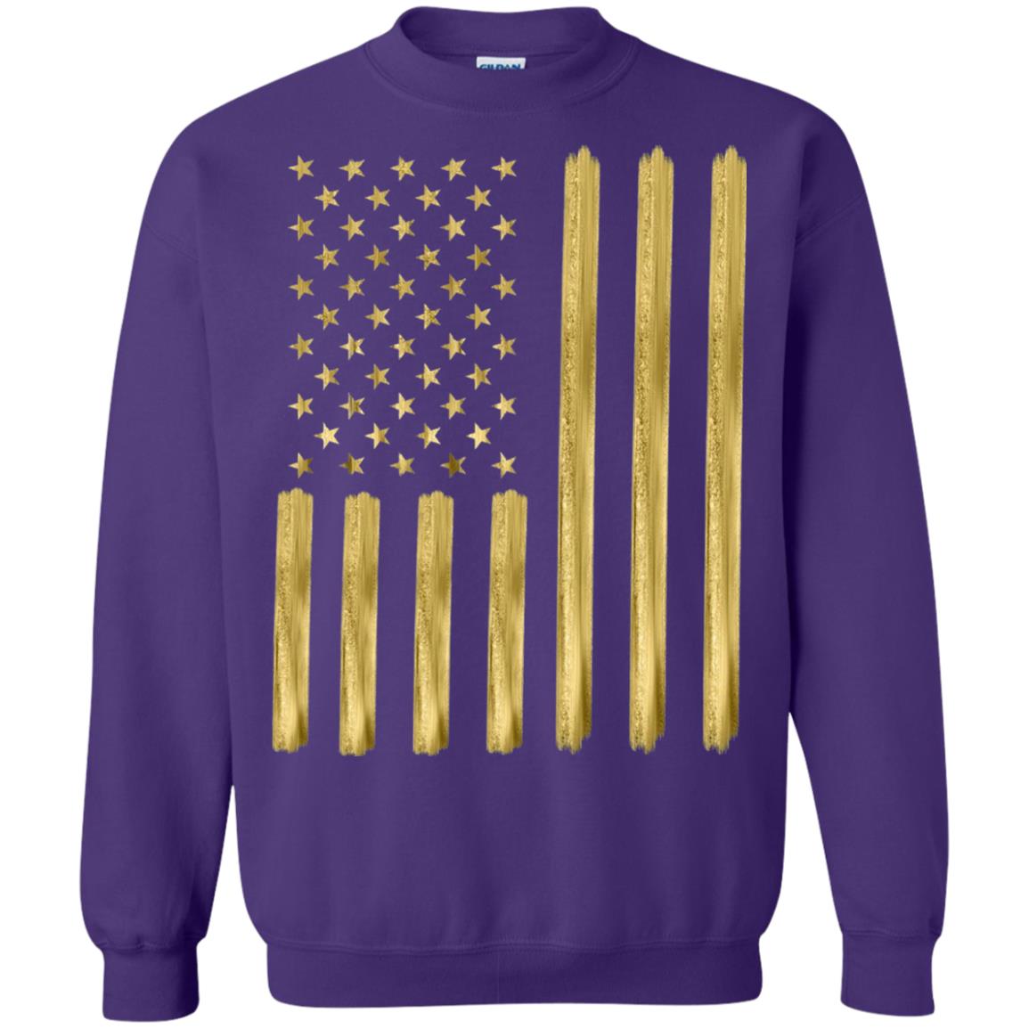 Faux Gold Paint American Flag T-shirt Purple