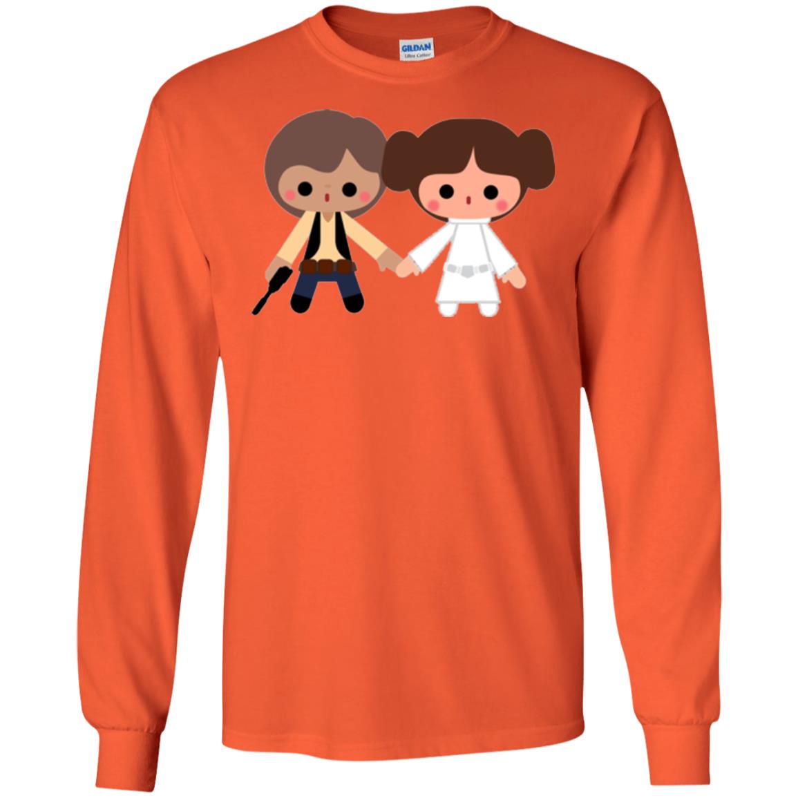 Cartoon T-shirt Han Solo Princess Leia Orange