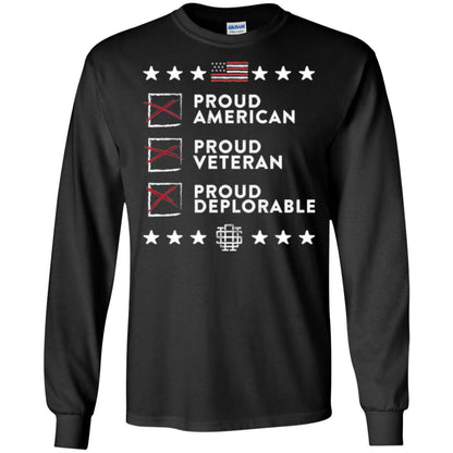 American T-shirt Proud American, Proud Veteran, Proud Deplorable Black
