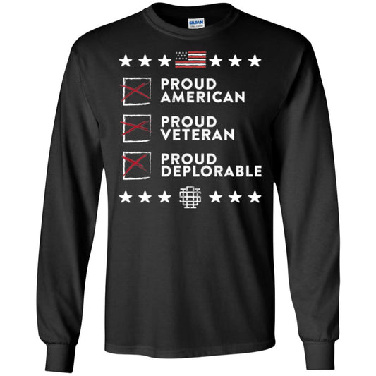 American T-shirt Proud American, Proud Veteran, Proud Deplorable Black