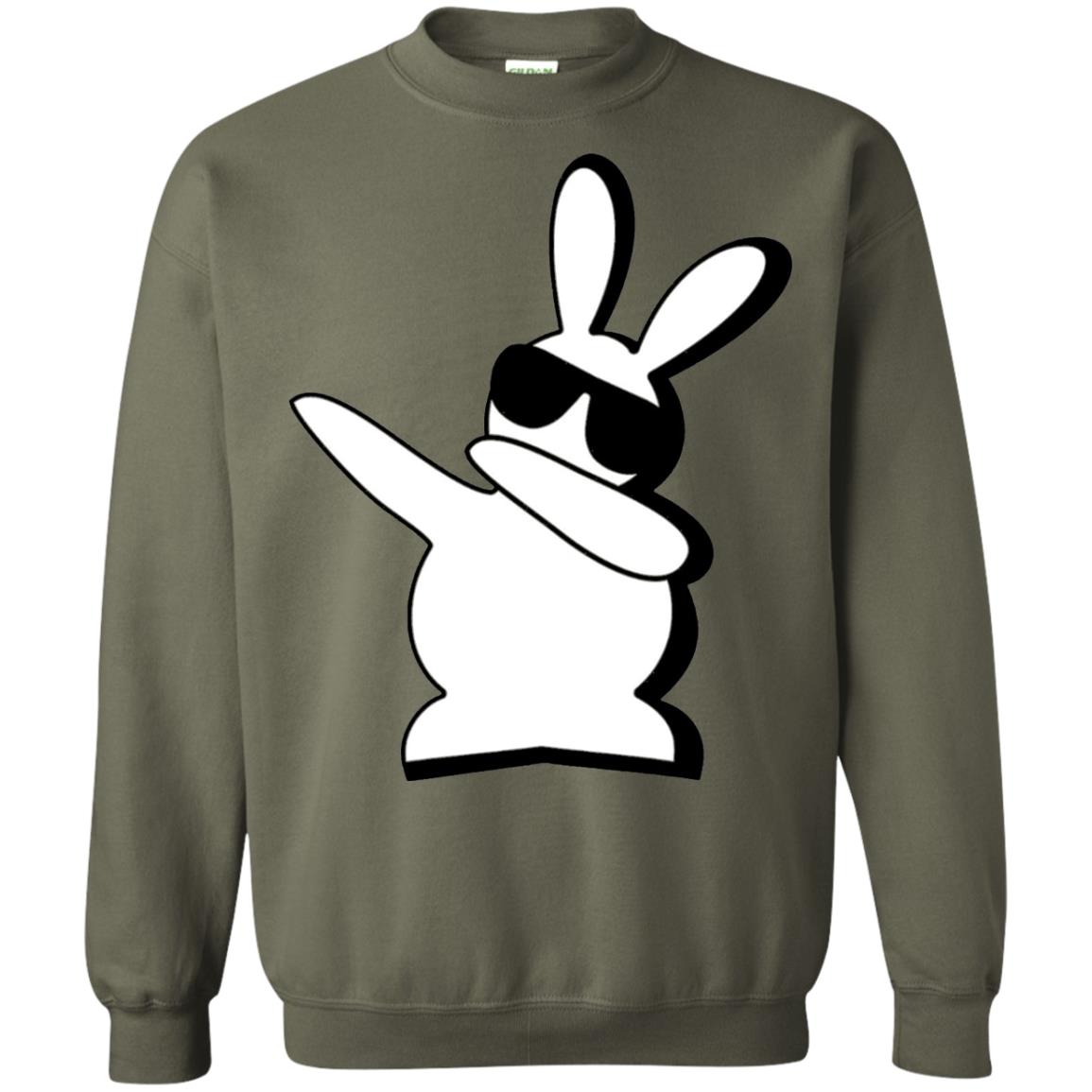 Dabbing Hip Hop Bunny Easter Shirt Military Green