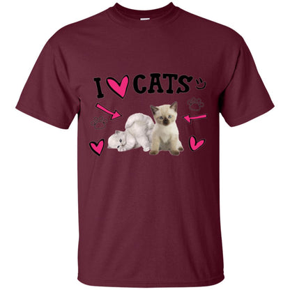 Cat Lover T-shirt I Love Cats Maroon