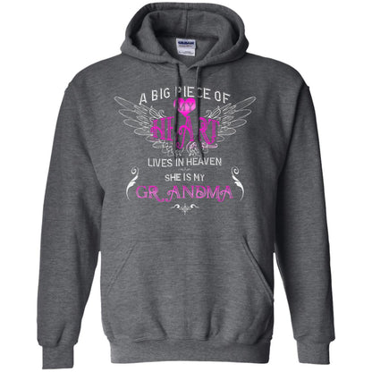 A Big Piece Of My Heart Lives In Heaven She Is My Grandma Grandchildren Gift Shirt Dark Heather
