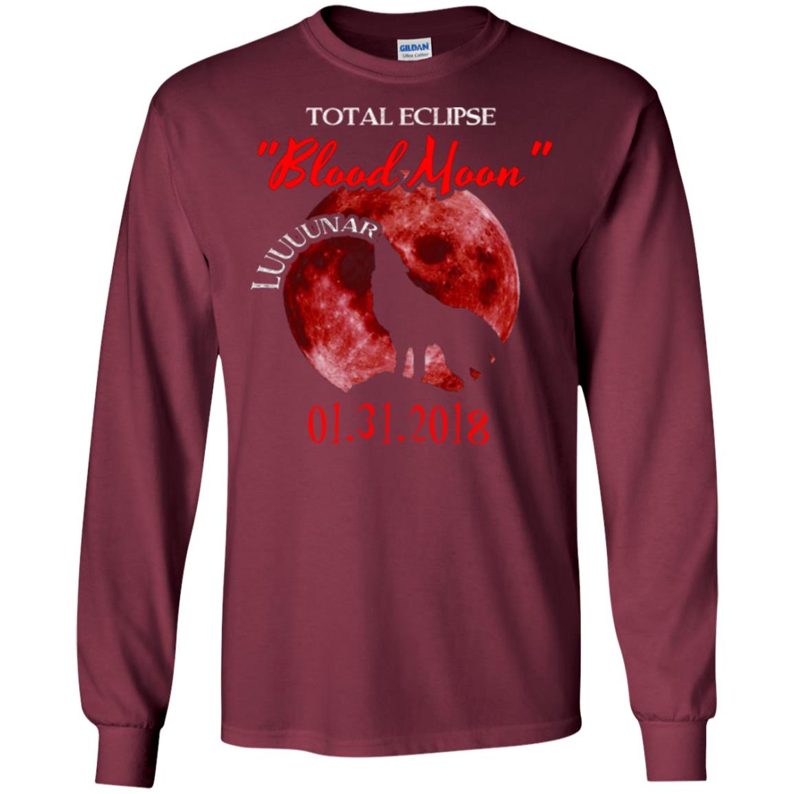 Eclipse T-shirt Total Eclipse Luuuunar Blood Moon Maroon