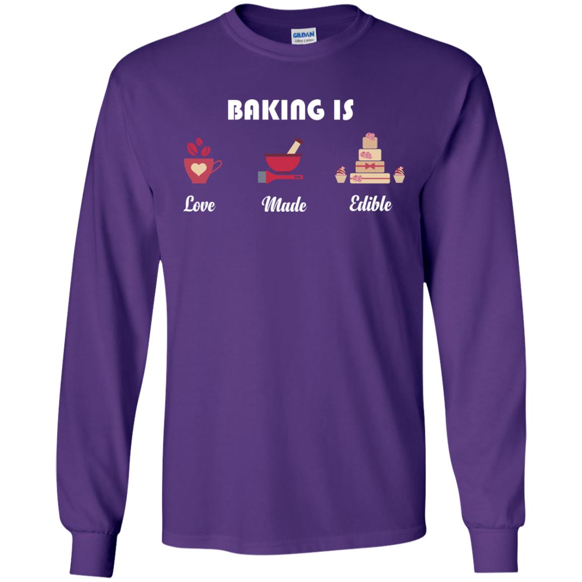 Baker T-shirt Baking Is Love Made Edible Purple