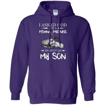 Fishing Daddy Shirt I Asked God For A Fishing Partner He Sent Me My Son Purple