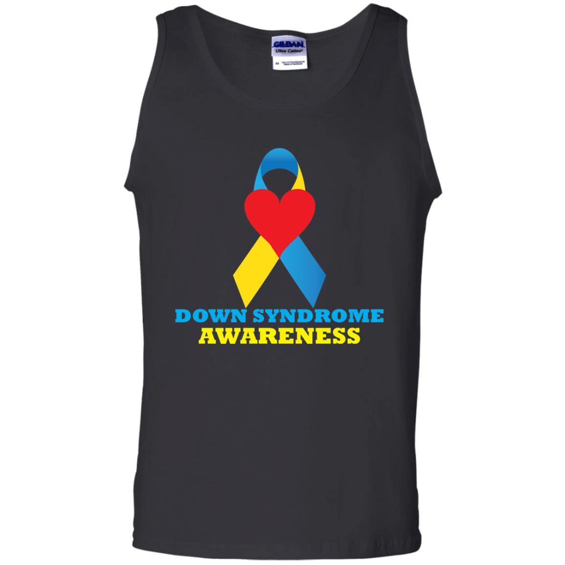Yellow And Blue Ribbon Down Syndrome Awareness T-shirt Black