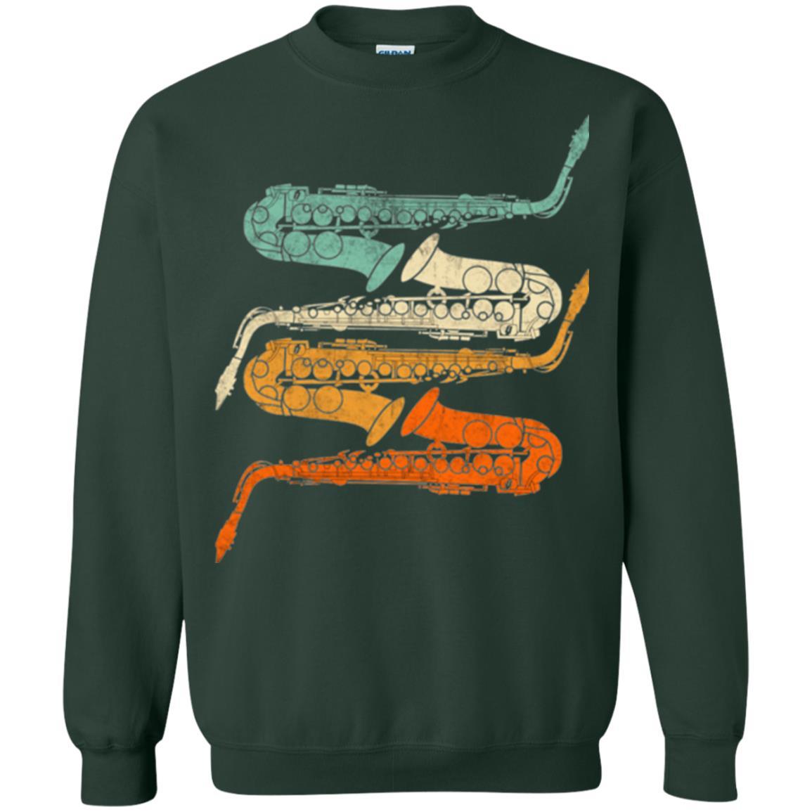 Saxophonist T-shirt Vintage Retro 70s Saxophone Forest Green