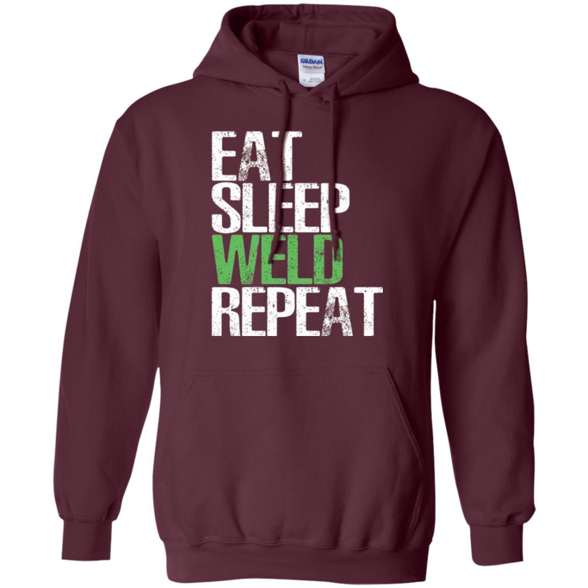 Welding T-shirt Eat Sleep Weld Repeat Maroon