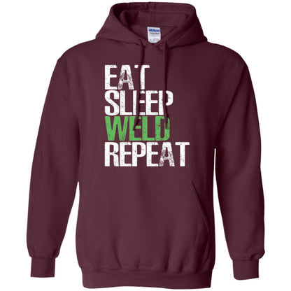 Welding T-shirt Eat Sleep Weld Repeat Maroon