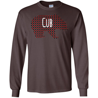 Family Christmas T-shirt Red Plaid Cub Bear Dark Chocolate