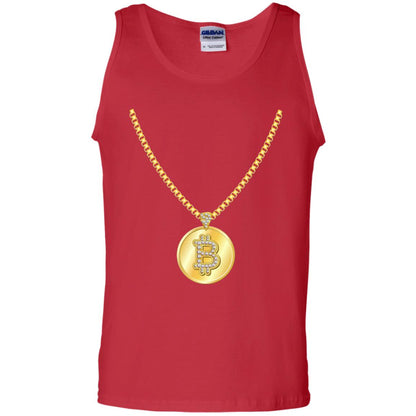 Funny Bitcoin T-shirt Gold Chain Cryptocurrency Necklace Red