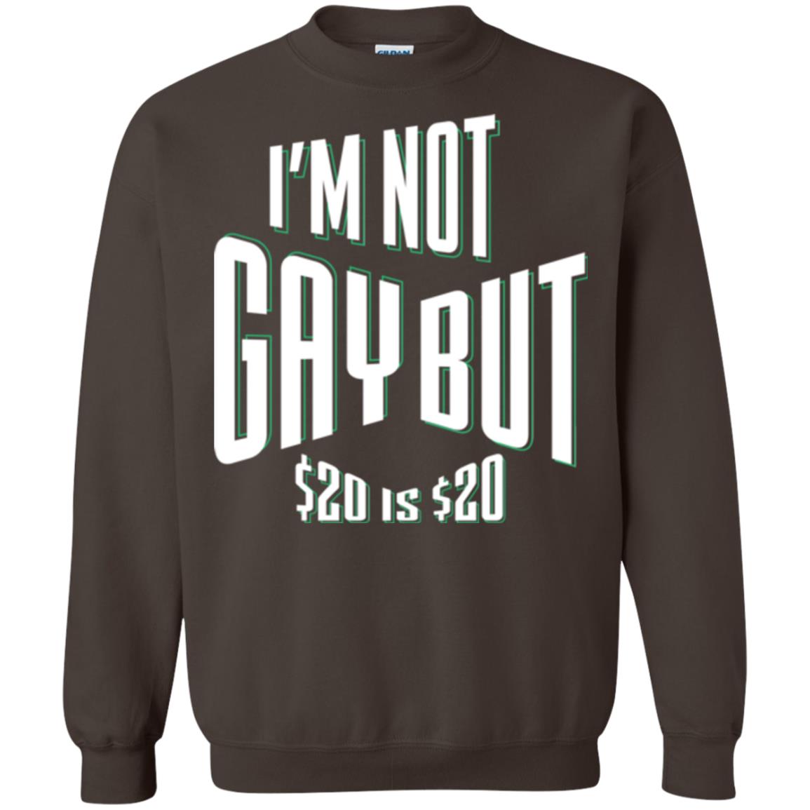 Funny Bi-curious Bachelor Humor Party T-shirt I'm Not Gay But $20 Is $20 Dark Chocolate
