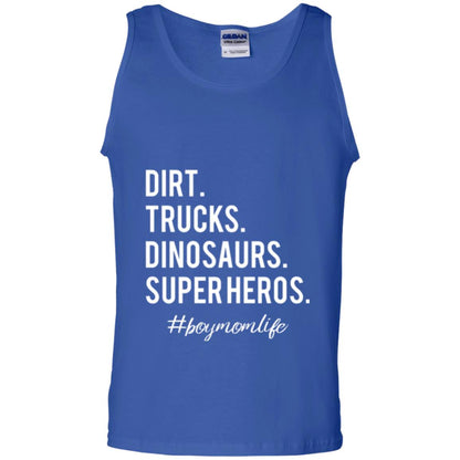 Dirt Trucks Dinosaurs Super Heros #boymomlife Mommy T-shirt Royal